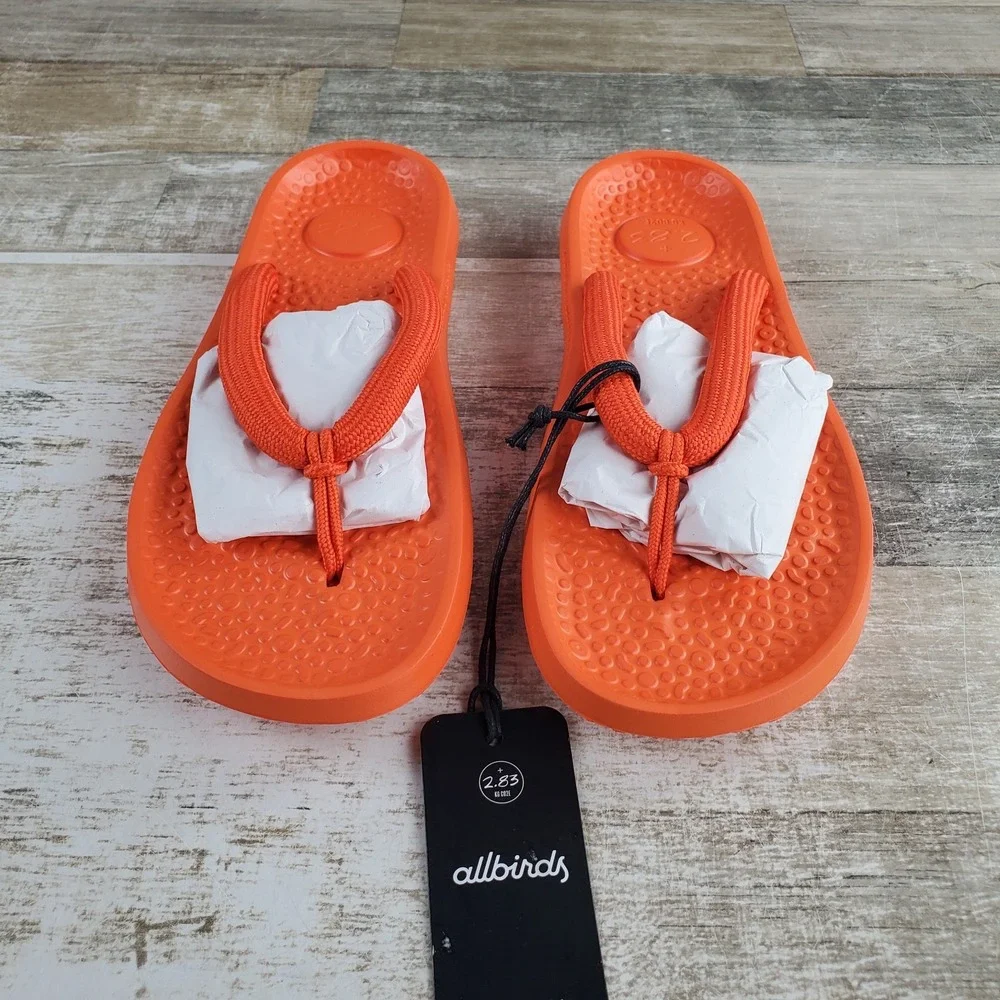 Allbirds Sugar Zeffers 2 Mens Sandal Sz 9 Comfort Buoyant Orange Thong Slip On